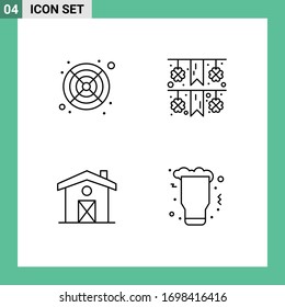 Modern Set of 4 Filledline Flat Colors Pictograph of computer; celebration; festival; home; party Editable Vector Design Elements
