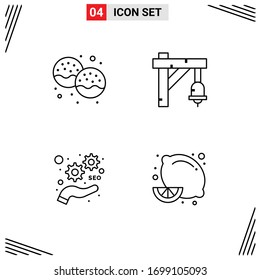 Modern Set of 4 Filledline Flat Colors and symbols such as bakery; development; eat; sign; seo Editable Vector Design Elements