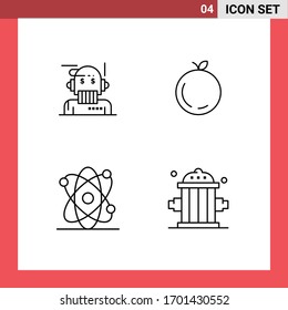 Modern Set of 4 Filledline Flat Colors and symbols such as robo advisor; energy; algorithm; china; firefighter Editable Vector Design Elements