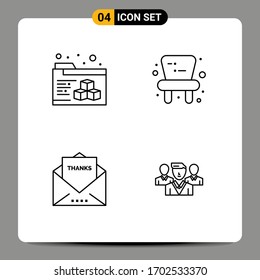 Modern Set of 4 Filledline Flat Colors Pictograph of printing; thanksgiving; chair; letter; security Editable Vector Design Elements