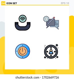 Modern Set of 4 Filledline Flat Colors Pictograph of call; energy; chat; setting; computing Editable Vector Design Elements