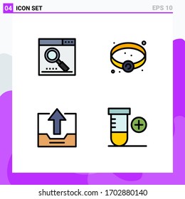 Modern Set of 4 Filledline Flat Colors Pictograph of engine; close; page; jewelry; office Editable Vector Design Elements