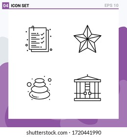 Modern Set of 4 Filledline Flat Colors and symbols such as check list; relax; christmas; star; stone Editable Vector Design Elements