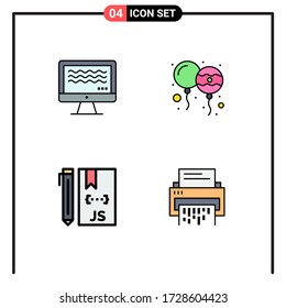 Modern Set of 4 Filledline Flat Colors and symbols such as live; coding; digital; holi; development Editable Vector Design Elements