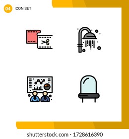 Modern Set of 4 Filledline Flat Colors and symbols such as clip; chart; editing; sauna; diode Editable Vector Design Elements