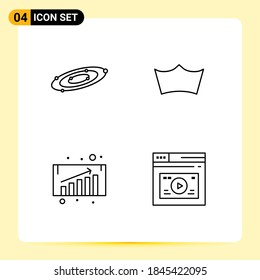 Modern Set of 4 Filledline Flat Colors and symbols such as galaxy; business growth; system; coin; sales Editable Vector Design Elements