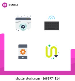 Conjunto moderno de 4 Iconos planos Pictograma de diseño; célula; gráfico; teclado; elementos de diseño de vectores editables por teléfono