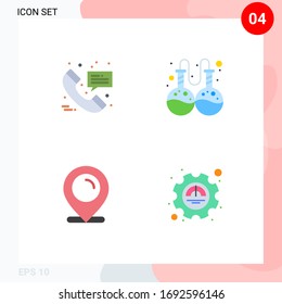 Modern Set of 4 Flat Icons and symbols such as call; ecommerce; message; research; efficiency Editable Vector Design Elements