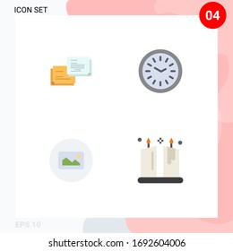Modern Set of 4 Flat Icons Pictograph of chat; image; popup; iftar; basic Editable Vector Design Elements