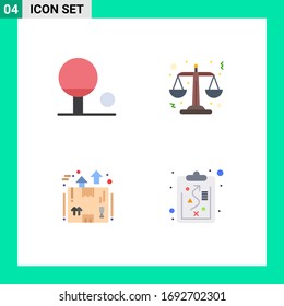 Modern Set of 4 Flat Icons Pictograph of outline; packaging; law; delivery; management Editable Vector Design Elements