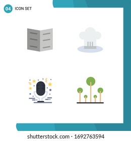 Modern Set of 4 Flat Icons and symbols such as book; star; cafe; cook; microphone Editable Vector Design Elements