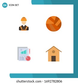 Modern Set of 4 Flat Icons and symbols such as worker; metrics; construction; sport; design Editable Vector Design Elements