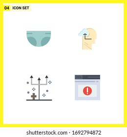 Modern Set of 4 Flat Icons Pictograph of baby; frightening; diaper; mind; horror Editable Vector Design Elements