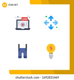 Modern Set of 4 Flat Icons Pictograph of live; clothes; laptop; maximize; straps Editable Vector Design Elements