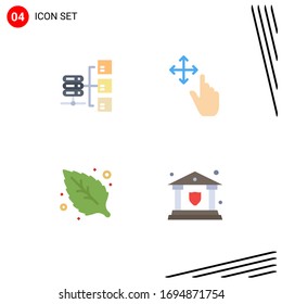Conjunto moderno de 4 iconos planos y símbolos como la red; hoja; social; mantener; materiales de diseño de vectores editables para seguros