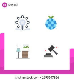 Modern Set of 4 Flat Icons Pictograph of engine; living; research; ecology; lump Editable Vector Design Elements