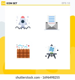 Modernes Set von 4 flachen Symbolen und Symbolen wie App; Grundbesitz; Start; Umschlag; Design-Elemente für reale bearbeitbare Vektorillustrationen