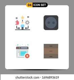 Modern Set of 4 Flat Icons Pictograph of user; content; star; plug; online Editable Vector Design Elements