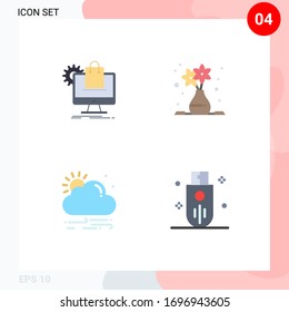Conjunto moderno de 4 iconos planos y símbolos como tiendas; viento; servicios; artículo 2 elementos de diseño de vectores editables para el tiempo