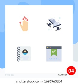 Modern Set of 4 Flat Icons Pictograph of gesture; book; down; dress shirt; phone Editable Vector Design Elements