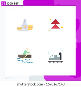 Conjunto moderno de 4 iconos planos y símbolos como la acumulación; barco; préstamo; adelante; materiales de diseño de vectores editables de formación
