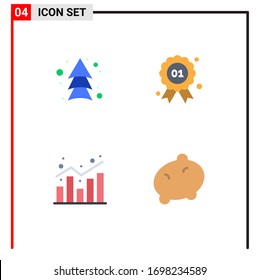 Conjunto moderno de 4 iconos planos y símbolos como la flecha; gráfico; dirección; calidad; elementos de diseño de vectores editables para la compra