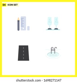 Modernes Set von 4 flachen Symbolen Bildzeichen; Infrastruktur; Skala; Beifall; Design-Elemente für Vektorillustrationen mit erweiterbaren Pfaden