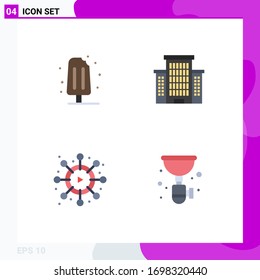 Modern Set of 4 Flat Icons Pictograph of cream; viral; sweet; office; plumber Editable Vector Design Elements