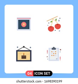 Modern Set of 4 Flat Icons and symbols such as business; celebration; law; cherry; picture Editable Vector Design Elements