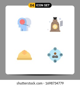 Modern Set of 4 Flat Icons and symbols such as better; hard cap; human; money; social media Editable Vector Design Elements