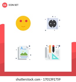 Modern Set of 4 Flat Icons and symbols such as designer; study; energy; idea Editable Vector Design Elements