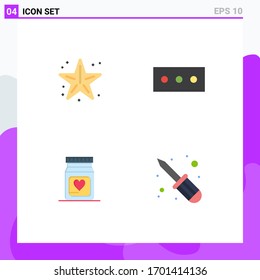 Modern Set of 4 Flat Icons Pictograph of beach; heart; star; security; repair Editable Vector Design Elements