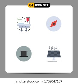 Modern Set of 4 Flat Icons and symbols such as medical equipment; solar; compass; ancient; energy Editable Vector Design Elements