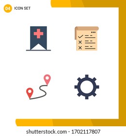 Modern Set of 4 Flat Icons Pictograph of tag; route; checklist; qa; management Editable Vector Design Elements