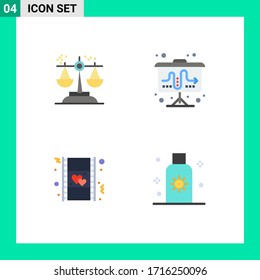 Conjunto moderno de 4 iconos planos Pictograma de elección; película; sentencia; mercado; elementos de diseño de vectores editables de amor