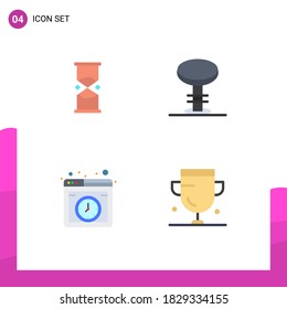 Conjunto moderno de 4 imágenes planas de iconos de vidrio de color; nube; vigilancia; mobiliario; elementos de diseño de vectores editables por Internet