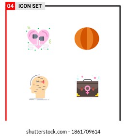 Modern Set of 4 Flat Icons Pictograph of headphone; vegetables; music; organic; hack Editable Vector Design Elements