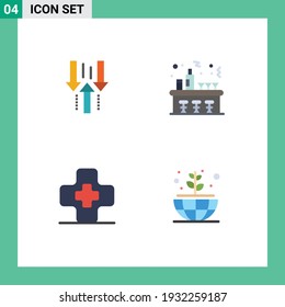 Modern Set of 4 Flat Icons and symbols such as arrow; hospital; upload; celebration; pharmacy Editable Vector Design Elements