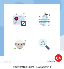 Conjunto moderno de 4 imágenes de iconos planos de audio; Pascua; producción; residuos; Elementos de diseño de vectores editables para ovejas