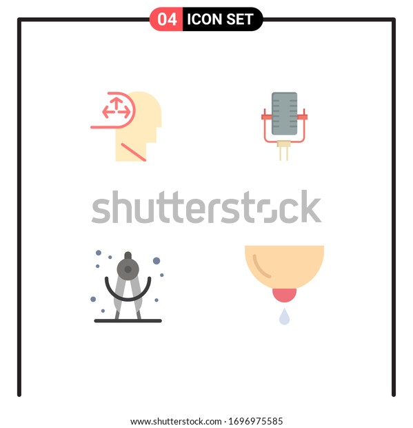 Modern Set\
of 4 Flat Icons and symbols such as autism; geometry; human;\
record; baby Editable Vector Design\
Elements