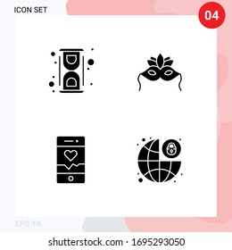 Modern Set of 4 Solid Glyphs and symbols such as chemical; analysis; convert; costume; smartphone Editable Vector Design Elements