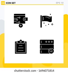 Modern Set of 4 Solid Glyphs and symbols such as business; task; congress; global; database Editable Vector Design Elements