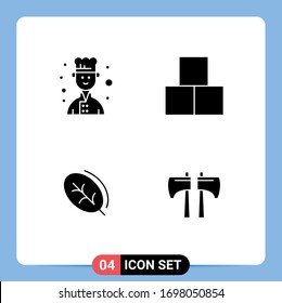 Modern Set of 4 Solid Glyphs and symbols such as avatar; nature; blocks; toy; axe Editable Vector Design Elements
