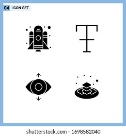Modern Set of 4 Solid Glyphs and symbols such as rocket; sweet; font; eye; gift Editable Vector Design Elements