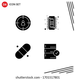 Modern Set of 4 Solid Glyphs Pictograph of seo; plaster; chip; ram; backup Editable Vector Design Elements