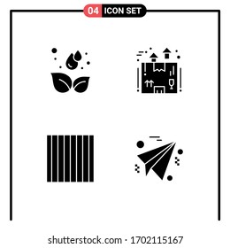 Modern Set of 4 Solid Glyphs Pictograph of earth; food; leaf; logistics; pasta Editable Vector Design Elements