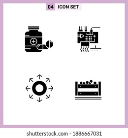 Modern Set of 4 Solid Glyphs and symbols such as medicine; parts; drugs; customize; data Editable Vector Design Elements