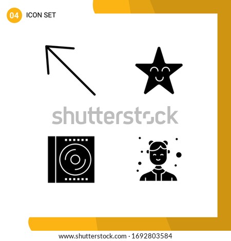 Modern Set of 4 Solid Glyphs Pictograph of arrow; digital; fable; blu ray; avatar Editable Vector Design Elements