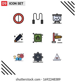 Modern Set of 9 Filledline Flat Colors and symbols such as air; print; board; finger; stationary Editable Vector Design Elements