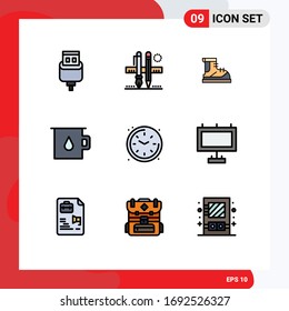 Modern Set of 9 Filledline Flat Colors and symbols such as home; chamber; drawing; baby; track Editable Vector Design Elements